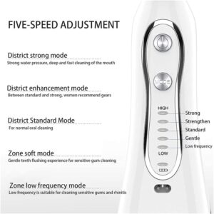 GIENEX Water Flosser Cordless Dental Oral Irrigator - 300ML Portable and Rechargeable IPX7 Waterproof 5 Modes Water Flosser with Cleanable Water Tank for Home and Travel, Braces & Bridges Care