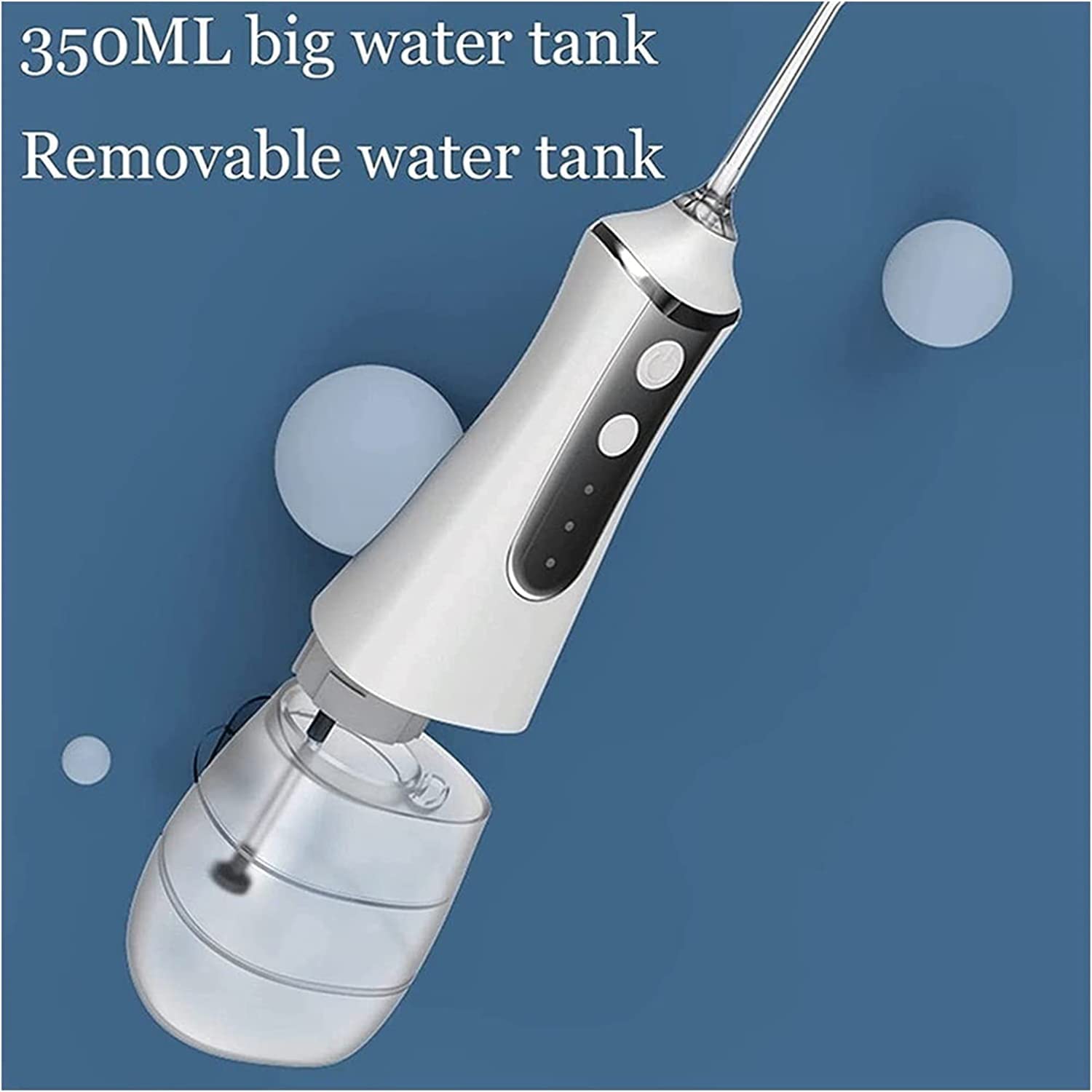 GIENEX Water Flosser Professional Cordless Dental Oral Irrigator 350ML Portable Flosser IPX6 Waterproof 3 Modes 5 Nozzles for Oral Care of Braces Home Travel Waterproof Teeth Cleaner