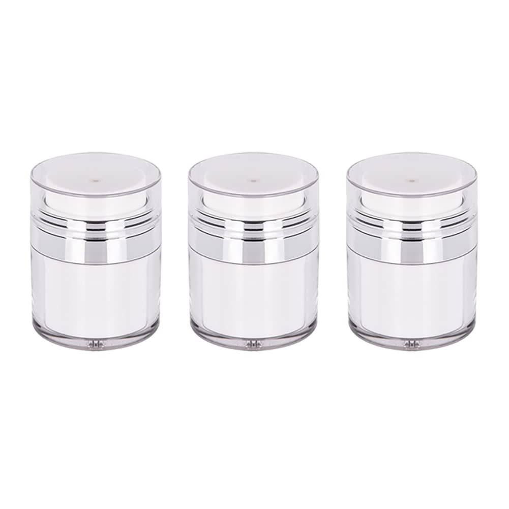 GSHLLO 3 Pcs 15g Airless Pump Jars Empty Cosmetic Jars Makeup Lotions Creams Travel Container Refillable Vacuum Bottles Portable Lotion Dispenser