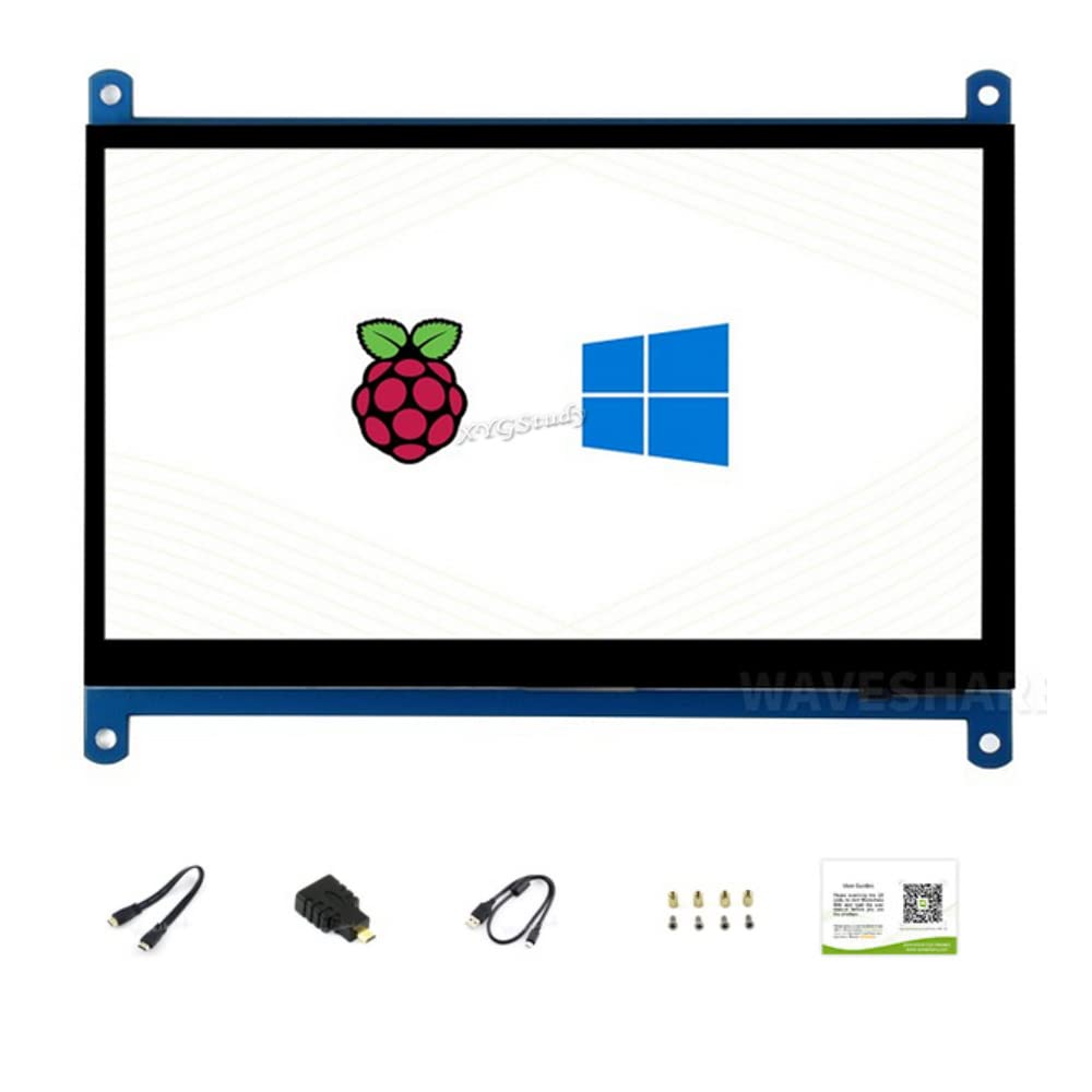 7inch HDMI LCD (C), HDMI Interface Raspbian LCD 1024 * 600 Capacitive Touch Screen Display Mini PC Supports Raspberry Pi 4 3 2 Model B B+ A+ & BeagleBone Black & Banana Pi/Pro @XYGStudy