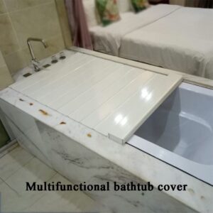 GRRICEPL Folding Shutter Bathtub Cover, 6mm Thick PVC Bathtub Tray Anti-dust Folding Dust Board Waterproof Storage Stand Bathtub Tray, (Color : White, Size : 171x80cm/67 x32)