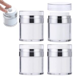 minsily 4 pack airless pump jars, 1 oz airless pump bottles cream jar vacuum cosmetics pump bottle dispenser, travel container empty airless cosmetic container for skincare cream lotion moisturizer