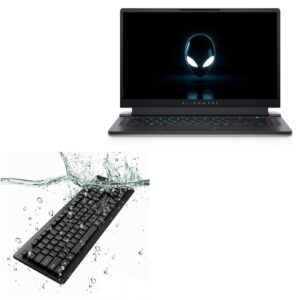 BoxWave Keyboard Compatible with Alienware X15 R2 Gaming Laptop (15.6 in) - AquaProof USB Keyboard, Washable Waterproof Water Resistant USB Keyboard - Jet Black