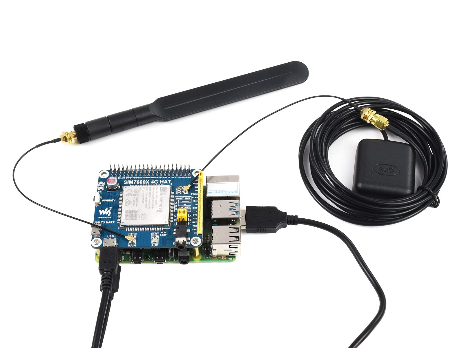 NGW-1Set 2G/3G/4G/GSM/GPRS/GNSS HAT for Raspberry Pi Based on SIM7600G-H Supports LTE CAT4 up to 150Mbps for Downlink Data Transfer