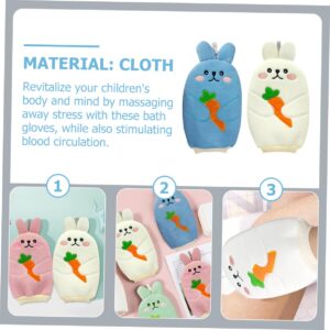 KOMBIUDA Exfoliating Gloves 2pcs Cartoon Bath Towel Loofah Hand Towel Plant Fibres Child Body Scrub Gloves