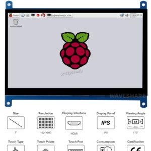 7inch HDMI LCD (C), HDMI Interface Raspbian LCD 1024 * 600 Capacitive Touch Screen Display Mini PC Supports Raspberry Pi 4 3 2 Model B B+ A+ & BeagleBone Black & Banana Pi/Pro @XYGStudy