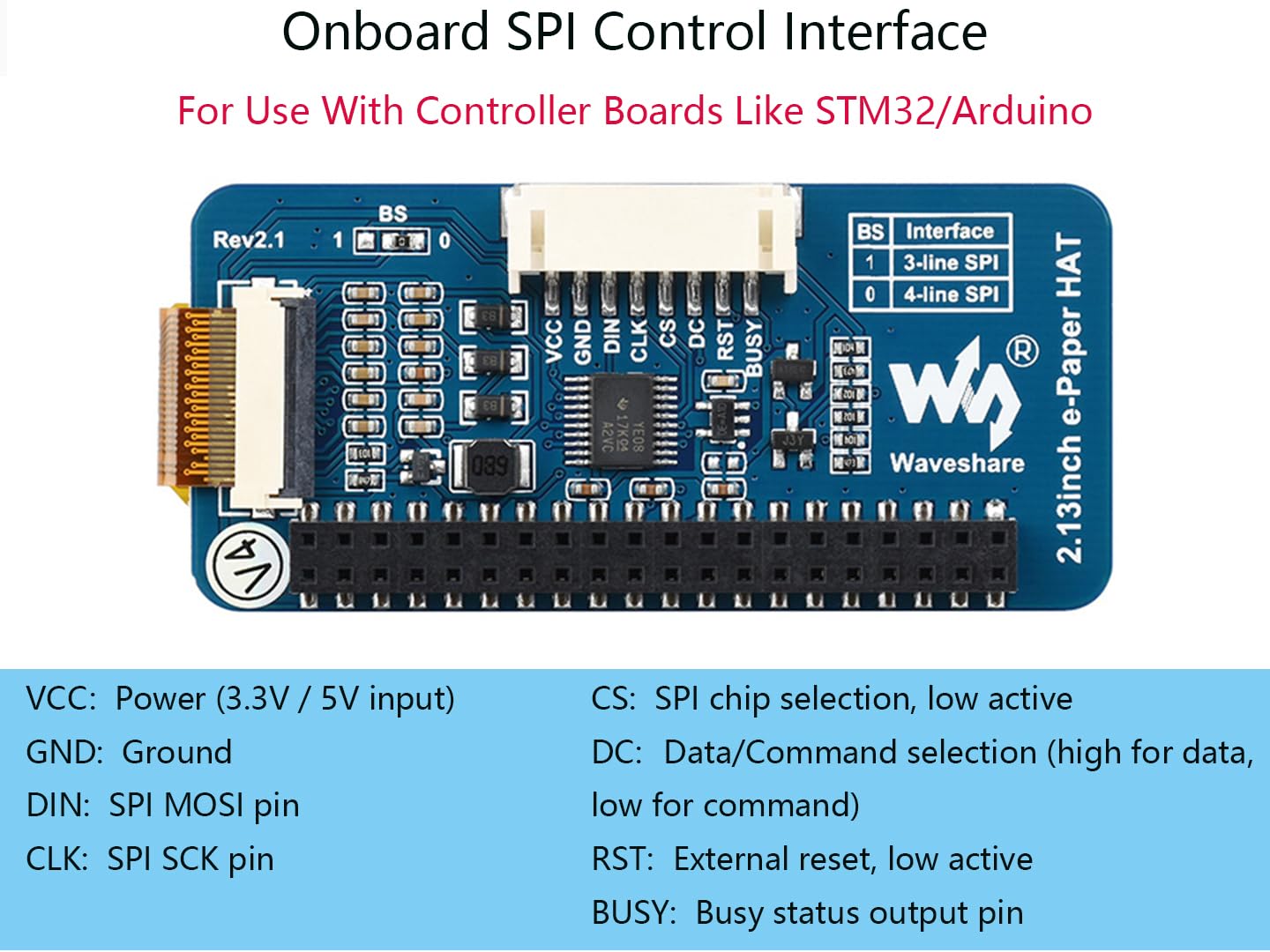 2.13inch e-Paper HAT for Raspberry Pi 4B/3B+/3B/2B/Zero/Zero W/ Zero2W/WH/forArdui/Jetson Nano/STM32, 250x122 Pixel White Black Red Three-Color E-Ink Display Screen, SPI Interface Full Refresh