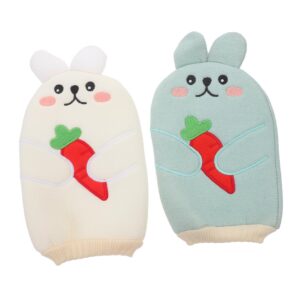 kombiuda exfoliating gloves 2pcs cartoon bath towel loofah hand towel plant fibres child body scrub gloves