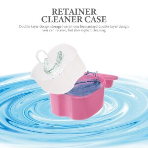 3pcs Box Denture Box Retainer Holder Plastic Denture Storage Case Denture Holder with Drain Shelf Denture Containers Retainer Container Case Teeth Braces Case False Tooth Holder