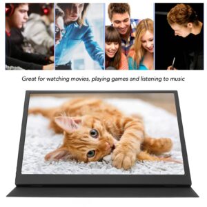 Portable Monitor, 1920X1080 Resolution HDR 15.6 Inches, Dual Stereo Speakers, PU Leather Case, Full View for More Clarity Suitable for PC, Cell Phone, PS3