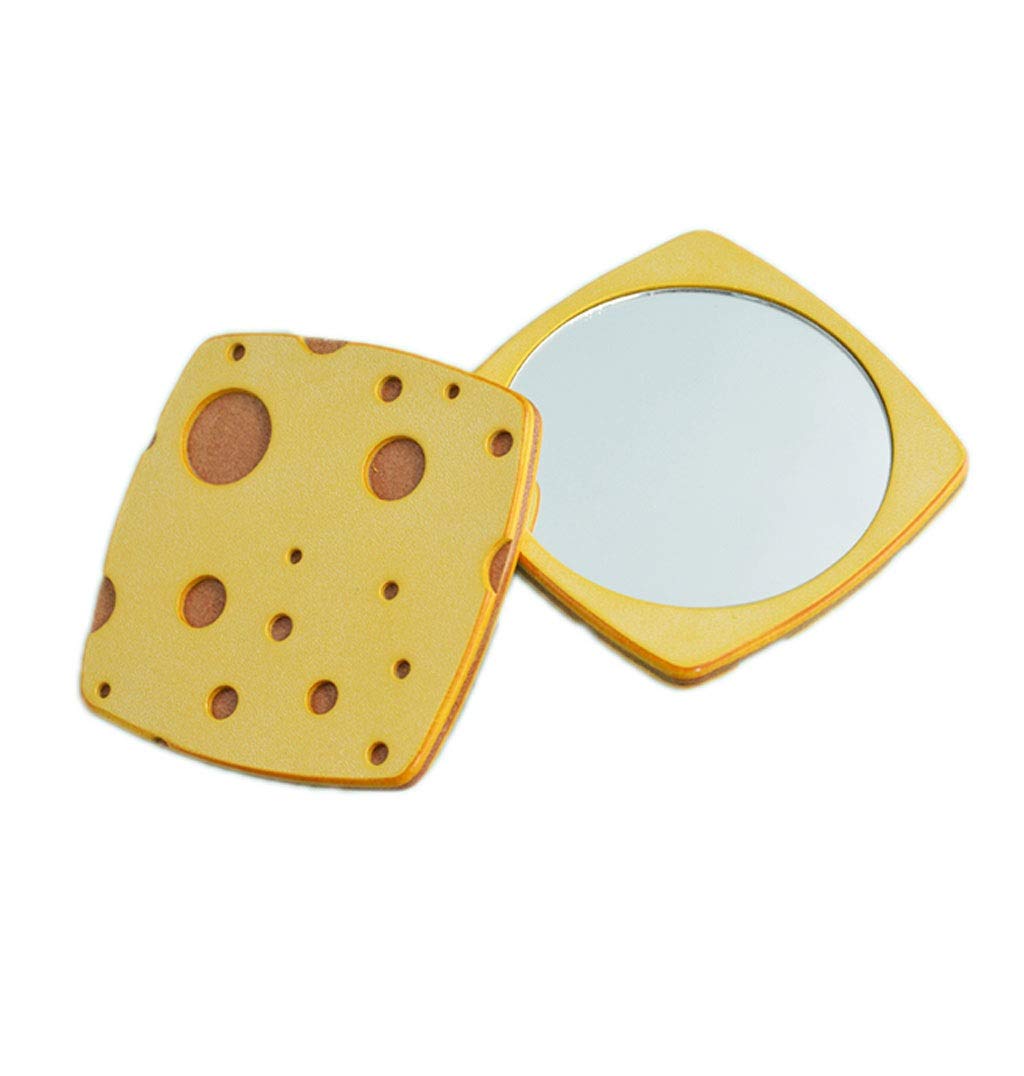 Vanity Mirror Handheld Mirror Small Makeup Mirror Portable Portable Mirror Cowhide Cheese Design High-Definition Makeup Mirror Household Cosmetic Mirror