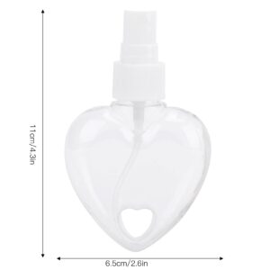 BORDSTRACT Travel Spray Bottle 50ml, Transparent Empty Heart Shape Plastic Containers for Camping, Hiking, Cleaning and Skin Care Atomizer with Keychain (White)