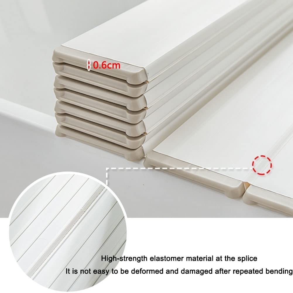 GRRICEPL Bathtub Tray, PVC Shutter Bath Lid Foldable Dustproof Board Shutter Bath Lid, Waterproof Bathtub Insulation Board for Home Spa Bath Tray (Color : White, Size : 150x70cm/59 x28)