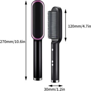 2023 Negative Ion Hair Straightener Styling Comb,5 Temp Settings 2 in 1 Hair Straightener Brush and Curler,Portable Electric Straightening Comb Heated Hair Brush,for Home Travel Salon (Green)