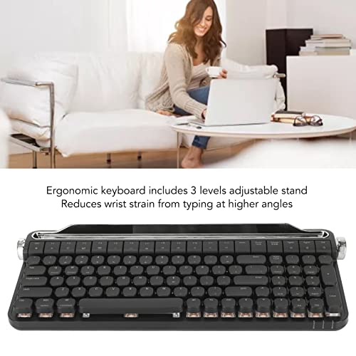 100 Keys Typewriter Keyboard,RGB Mechanical Gaming Keyboard Backlight,Ergonomic Keyboard Portable with 3Levels Adjustable Stand,Dual Mode Keyboard(5.1 Bluetooth Wireless,USB Wired) (Black)