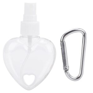 bordstract travel spray bottle 50ml, transparent empty heart shape plastic containers for camping, hiking, cleaning and skin care atomizer with keychain (white)