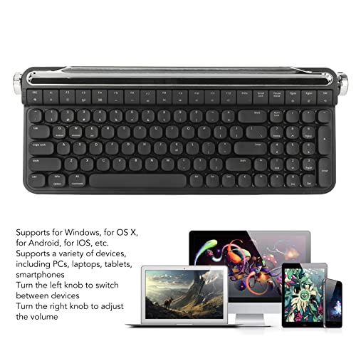 100 Keys Typewriter Keyboard,RGB Mechanical Gaming Keyboard Backlight,Ergonomic Keyboard Portable with 3Levels Adjustable Stand,Dual Mode Keyboard(5.1 Bluetooth Wireless,USB Wired) (Black)