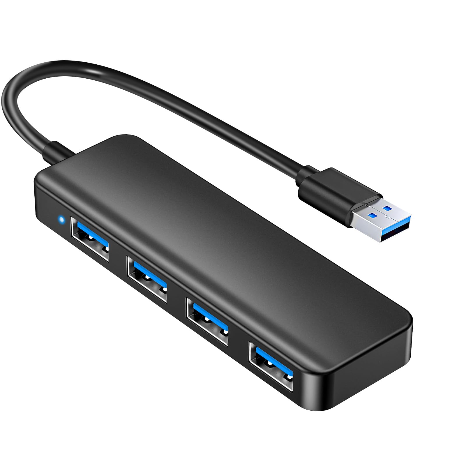 USB Hub 3.0, USB multiport Adapter,USB Port hub,USB Splitter for Laptop, PC, MacBook, Mac Pro, Mac Mini, iMac, Surface Pro and More (Black-USB 3.0/0.3m)