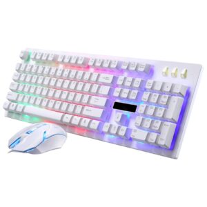 fedrui mechanical gaming keyboard, gaming keyboard with backlit, keyboard mouse kit for home, games, office (color : white)