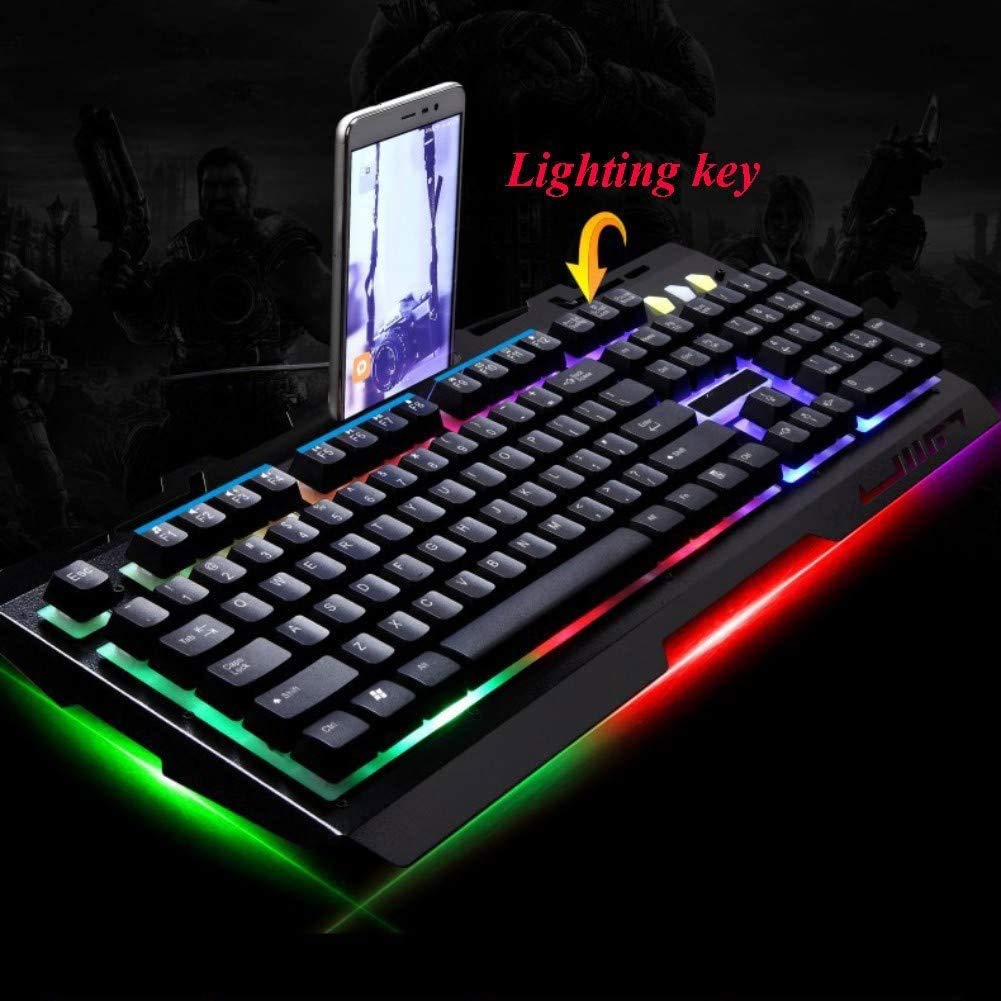 FEDRUI Mechanical Gaming Keyboard, Gaming Keyboard with RGB Backlit, 104 Keys Keyboard, for Computer Games (Color : Black)