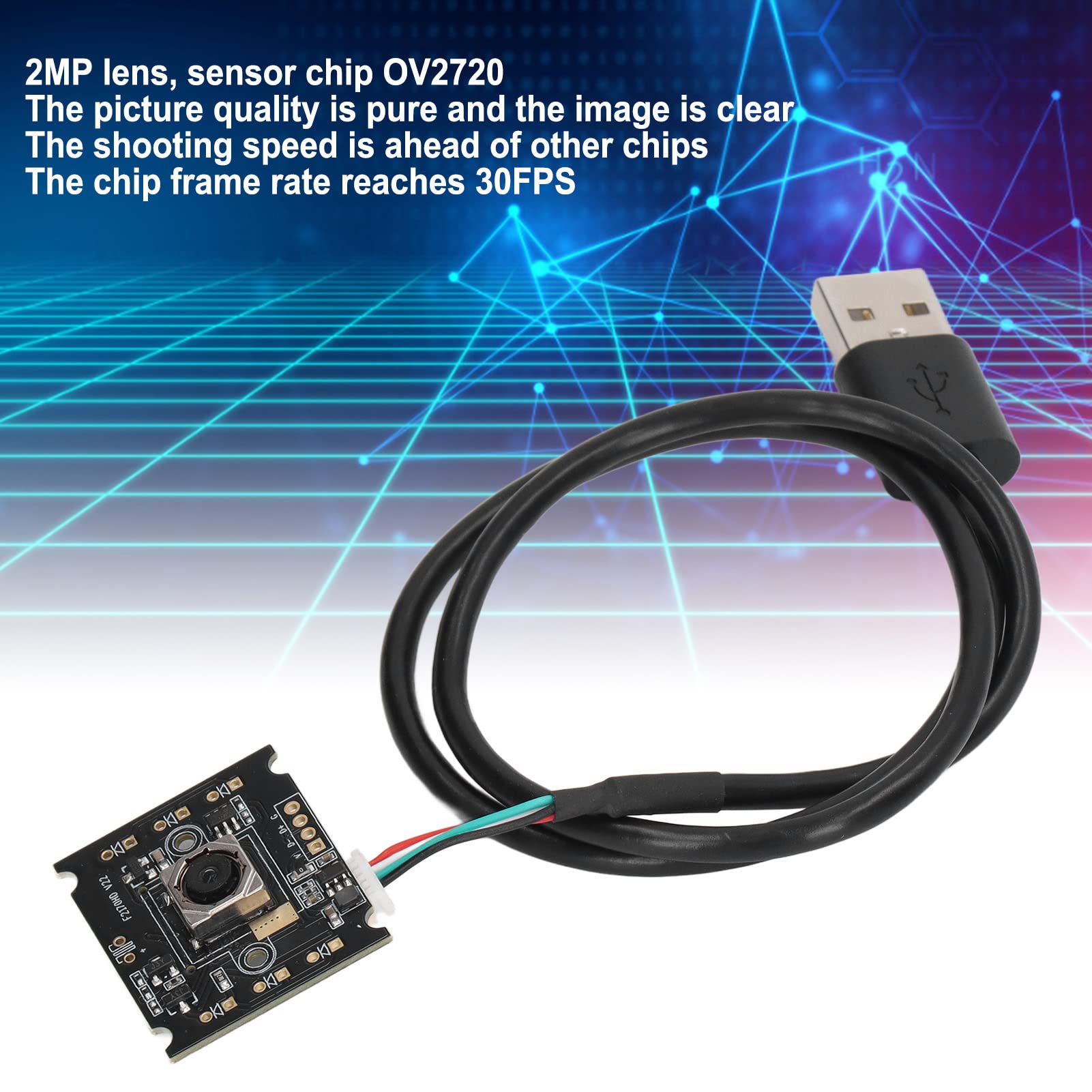 Camera Module, 2MP Autofocus OV2720 30FPS USB Distortion Free Output Camera Module 1920 X 1080