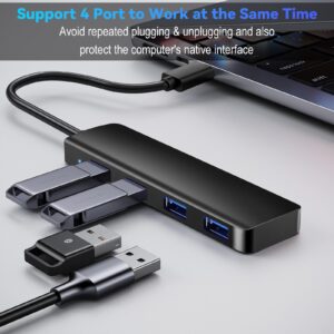 USB Hub 3.0, USB multiport Adapter,USB Port hub,USB Splitter for Laptop, PC, MacBook, Mac Pro, Mac Mini, iMac, Surface Pro and More (Black-USB 3.0/0.3m)