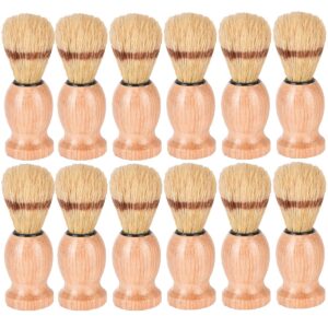 12pcs men shaving brush wood handle, professional salon tools hand crafted shaving brush wood handle shave brushes handmade pure badger hair brush for men