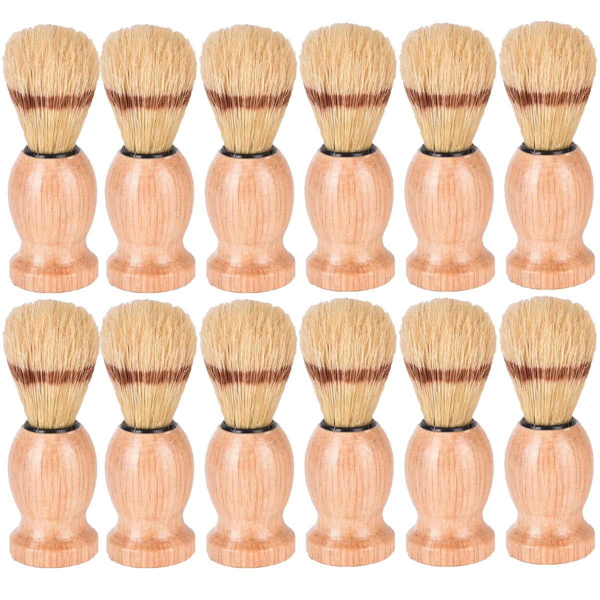 12Pcs Men Shaving Brush Wood Handle, Professional Salon Tools Hand Crafted Shaving Brush Wood Handle Shave Brushes Handmade Pure Badger Hair Brush for Men