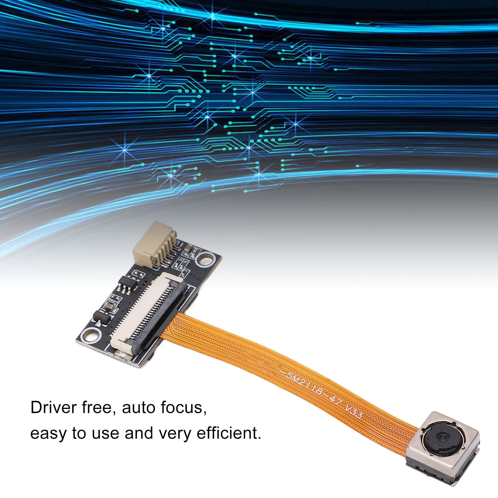 USB Camera Module, 5Mp USB Autofocus Free Driver 76 ° Wide Angle OV5647 Chip Board Industrial Component