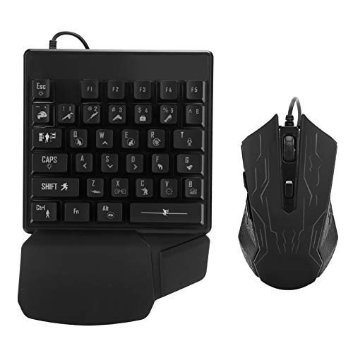 Zyyini OneHanded Keyboard Mouse Set, 35 Keys Single Hand Gaming Keyboard 7-Color Backlight Keyboard USB Ergonomic Mouse for Esports