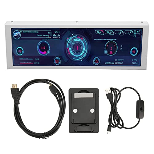 Naroote Computer CPU Monitor, PC CPU Data Monitor 7.9in IPS Auto Off Customizable for Chassis