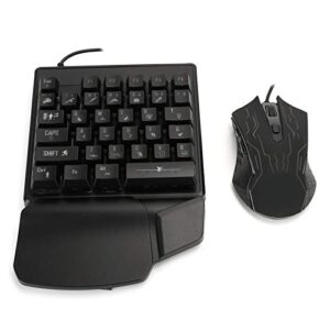 Zyyini OneHanded Keyboard Mouse Set, 35 Keys Single Hand Gaming Keyboard 7-Color Backlight Keyboard USB Ergonomic Mouse for Esports