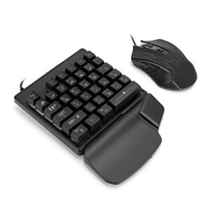 Zyyini OneHanded Keyboard Mouse Set, 35 Keys Single Hand Gaming Keyboard 7-Color Backlight Keyboard USB Ergonomic Mouse for Esports