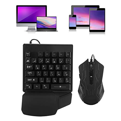 Zyyini OneHanded Keyboard Mouse Set, 35 Keys Single Hand Gaming Keyboard 7-Color Backlight Keyboard USB Ergonomic Mouse for Esports