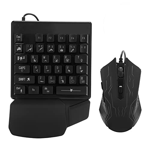 Zyyini OneHanded Keyboard Mouse Set, 35 Keys Single Hand Gaming Keyboard 7-Color Backlight Keyboard USB Ergonomic Mouse for Esports