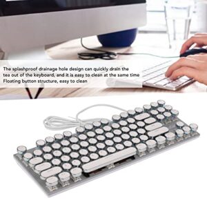 USB Wired Mechanical Keyboard, 87 Keys Full Size Compact Keyboards, Waterproof Gaming Keyboard with 26 RGB Color Backlights for Desktop PC and Laptop, Full Key No Collision (White Electroplating Punk)