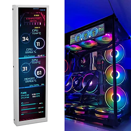 Computer Temp Monitor, 8.8in IPS 1920x480 60Hz PC Sensor Panel Display Multifunction for Desktop