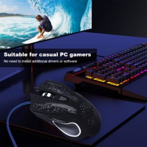 Zyyini Gaming Mouse, X11 USB Wired Mouse with LED Luminous, 6 Key Home Office Gaming Universal Mouse, for PC Computer Laptop - Plug & Play (Black)