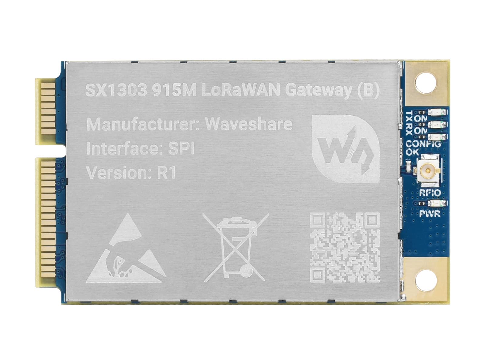 NGW-1set SX1303 915M LoRaWAN Gateway HAT Compatible with Raspberry Pi with L76K Module Standard Mini-PCIe Socket, Long Range Transmission, Large Capacity, Multi-Band Support