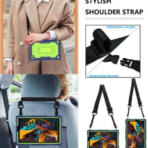 Doemoil for TCL TAB 8 WiFi 9132X/for TCL TAB 8 LE 9137W Tablet Case Soft Silicone Rubber Had Back Shell Kids Friendly Built in Stand Shoulder Strap for TCL TAB 8 WiFi/TCL TAB 8 LE (Navy+Green)