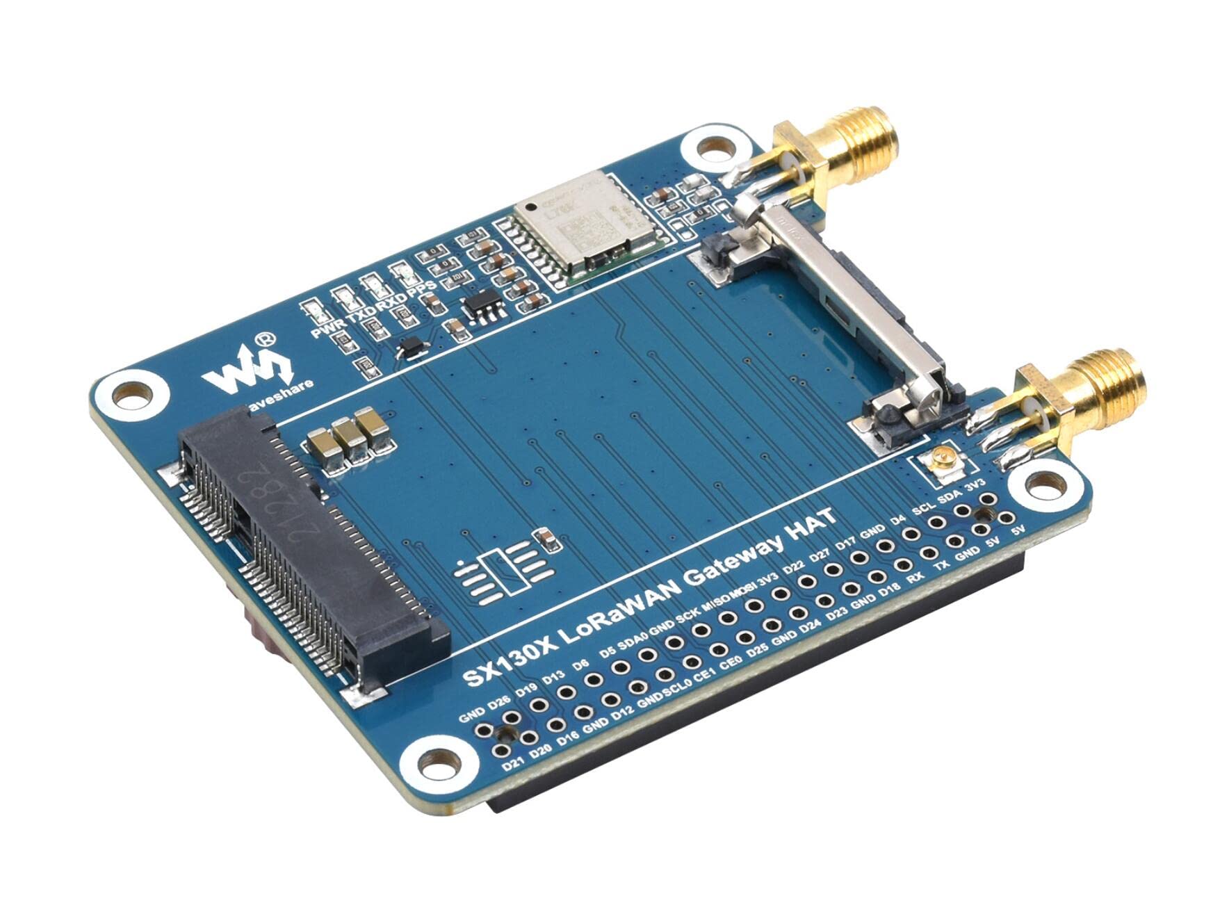 NGW-1set SX1303 915M LoRaWAN Gateway HAT Compatible with Raspberry Pi with L76K Module Standard Mini-PCIe Socket, Long Range Transmission, Large Capacity, Multi-Band Support