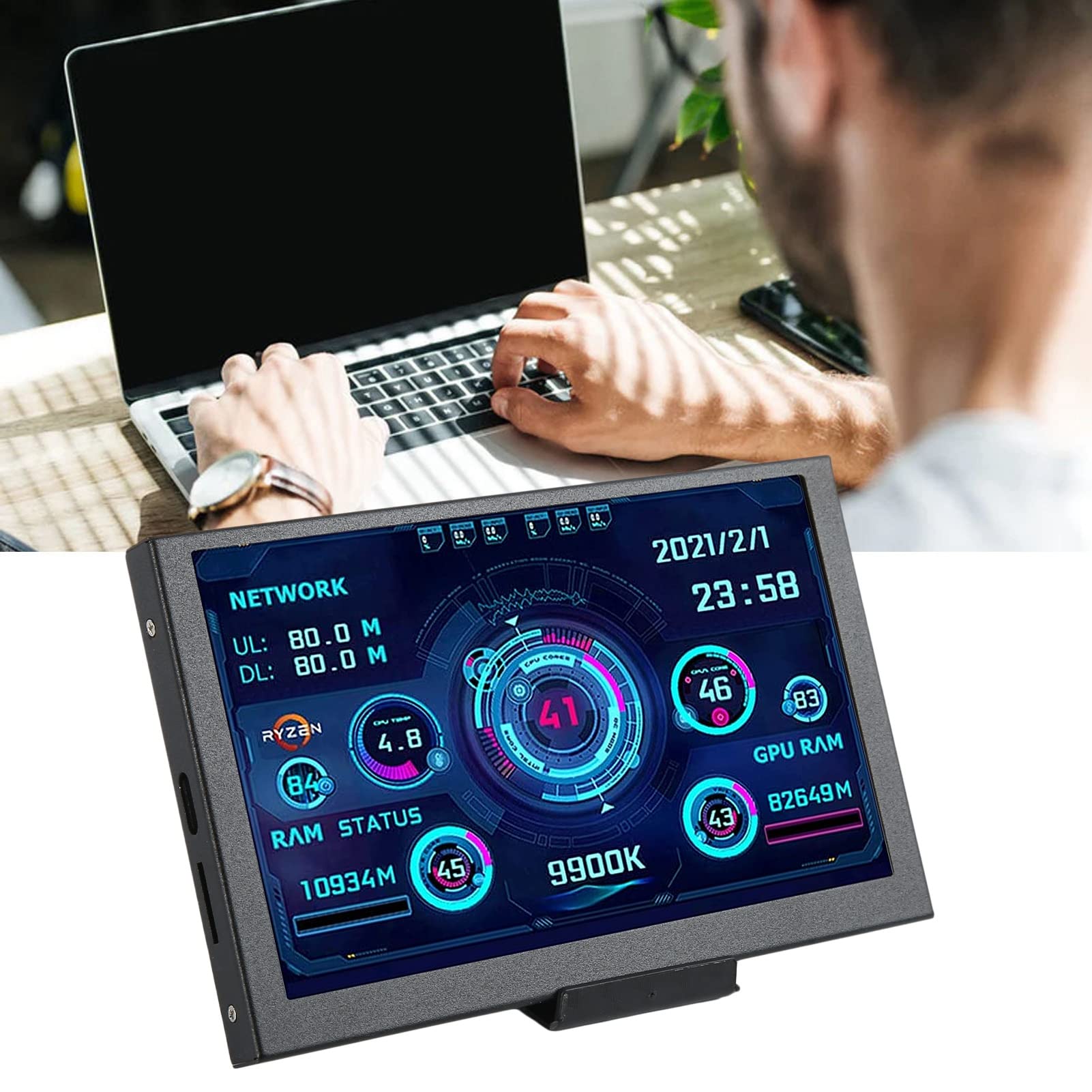 KOSDFOGE Computer Temp Monitor, Computer CPU and RAM Data Monitor with Advanced Data Logging and Customizable Alerts - Compact and Portable Design for PC and Gaming Consoles