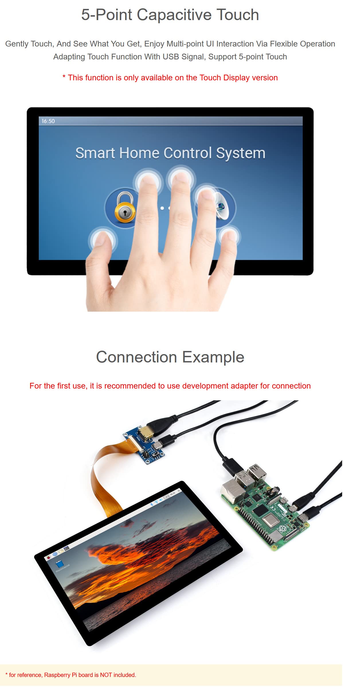 7inch 1024x600 IPS Integrated Display Supports Raspberry Pi 4B/3B+/3B/2B/B+/A+/Zero/Zero W/WH/Zero 2W and Jetson Nano and Windows PC with Acce Cables (No Touch) @XYGStudy (70H-1024600-IPS-B)