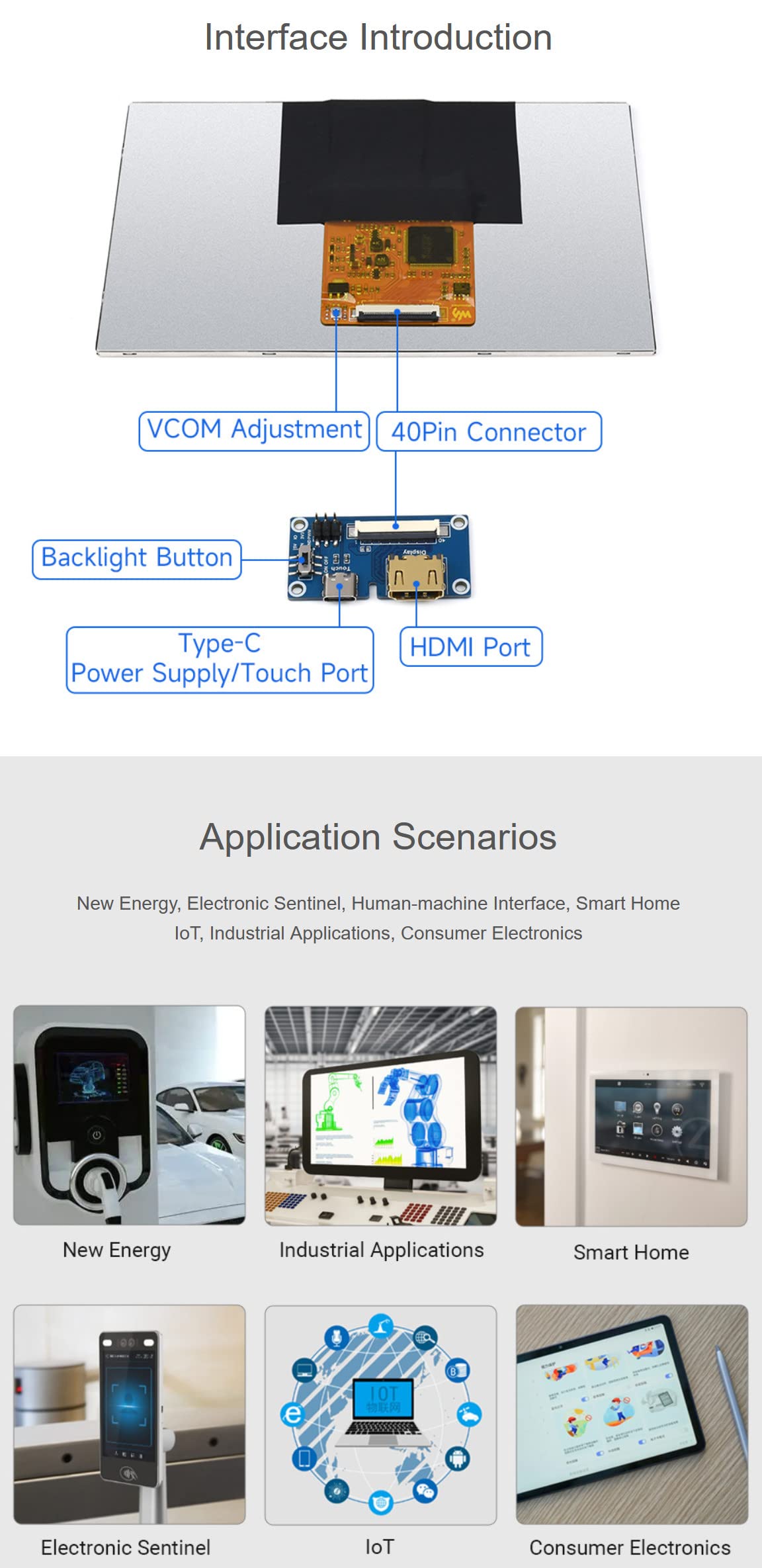 7inch 1024x600 IPS Integrated Display Supports Raspberry Pi 4B/3B+/3B/2B/B+/A+/Zero/Zero W/WH/Zero 2W and Jetson Nano and Windows PC with Acce Cables (No Touch) @XYGStudy (70H-1024600-IPS-B)