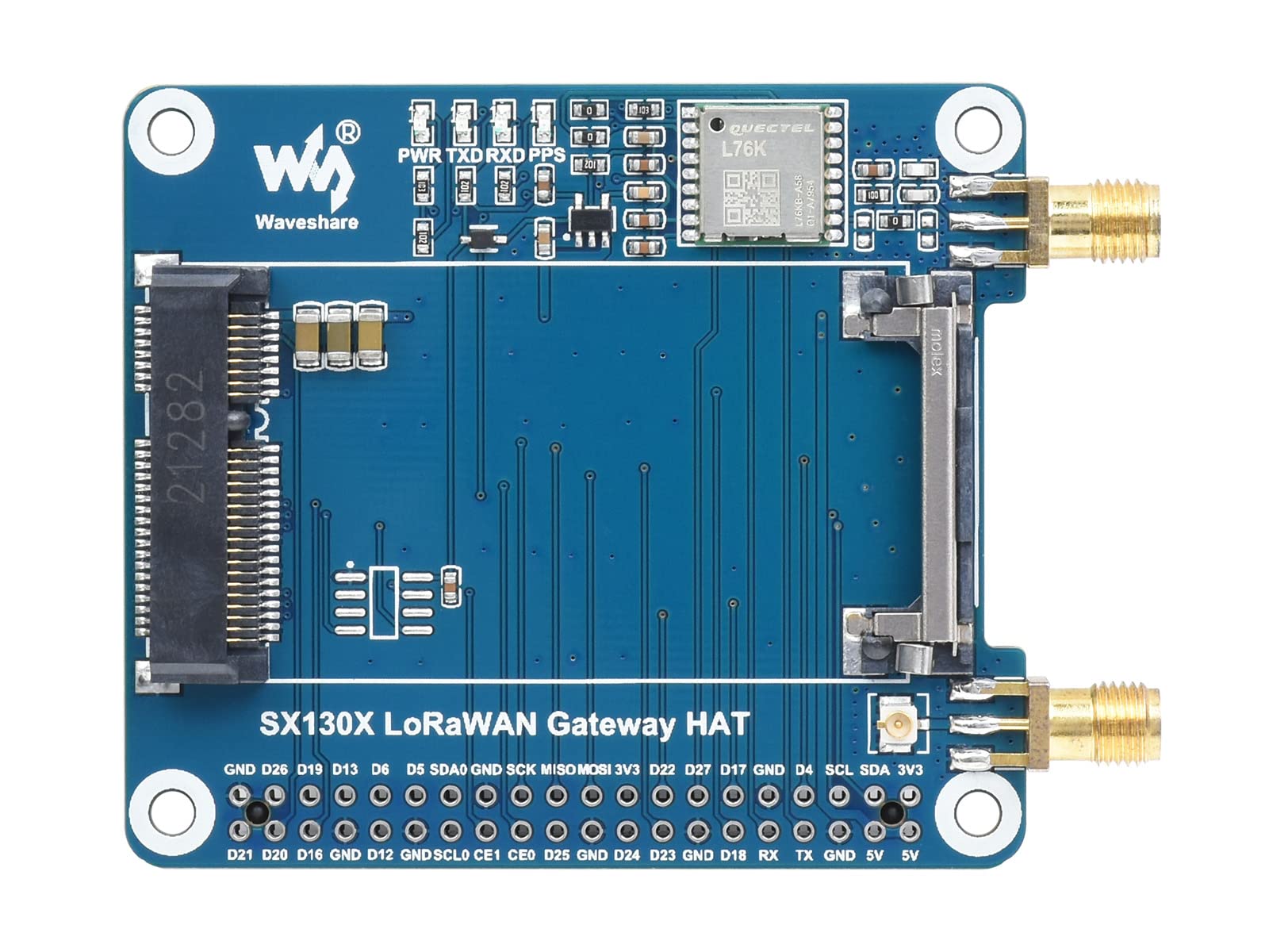 NGW-1set SX1303 915M LoRaWAN Gateway HAT Compatible with Raspberry Pi with L76K Module Standard Mini-PCIe Socket, Long Range Transmission, Large Capacity, Multi-Band Support