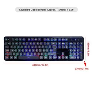 ASHATA Wired Keyboard and Mouse Combo,Portable Corded Gaming Keyboard and Mouse Set with Cool Lighting Effects,Support for Win7 / Win8 / Win10