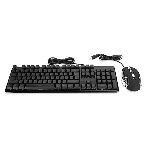 ASHATA Wired Keyboard and Mouse Combo,Portable Corded Gaming Keyboard and Mouse Set with Cool Lighting Effects,Support for Win7 / Win8 / Win10