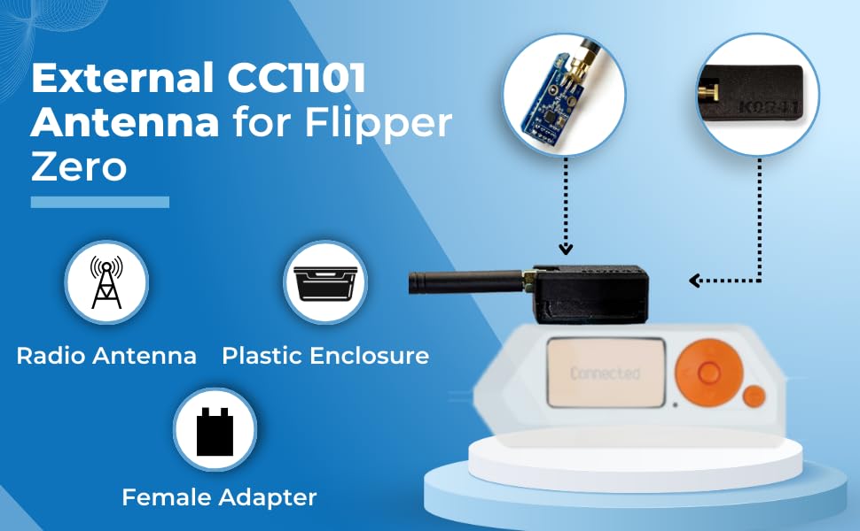 K0R41 External CC1101 Antenna for Flipper Zero - SubGhz GPIO Board Attachment Accessory Black K0R41-CCV2