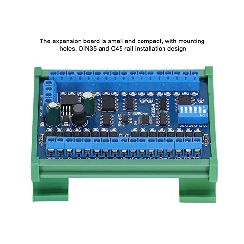 16 Input 16 Output Expansion Board, Power Supply Control Module Less Interference Compact Size DIN35 and C45 Rail Mount for Smart Home for Surveillance System(with Casing)