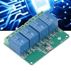 4 Channel Relay Module, Send Serial Commands PCB 10A 250VAC Overcurrent Protection USB Relay Expansion Board Drive Free Intelligent Control for PC